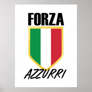 Poster Drapeau italien Forza Azzurri