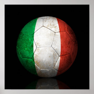 Poster Drapeau Italien Porté Football Soccer Ball