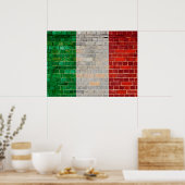 Poster Drapeau italien sur un mur de briques (Cuisine)