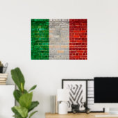Poster Drapeau italien sur un mur de briques (Bureau à domicile)