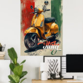 Poster Drapeau italien Vespa Scooter (Bureau à domicile)