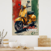 Poster Drapeau italien Vespa Scooter (Cuisine)