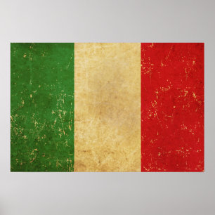 Poster Drapeau italien Vintage Grunge Design