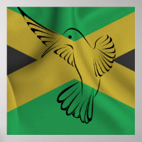 Drapeau jamaïcain avec colibri
