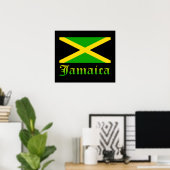 Poster Drapeau jamaïcain, noir, vert et jaune (Bureau à domicile)