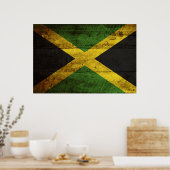 Poster Drapeau jamaïcain sur le vieux grain de bois (Cuisine)
