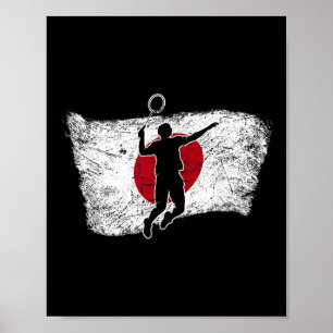 Poster Drapeau japonais Badminton