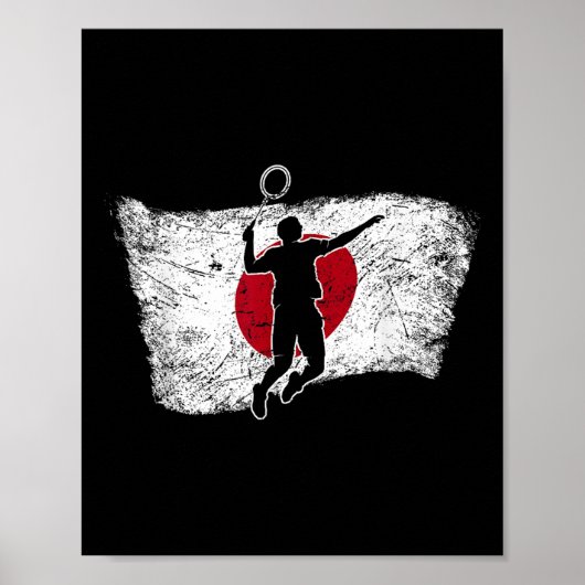 Poster Drapeau japonais Badminton (Devant)