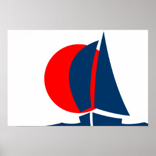 Poster Drapeau japonais voile Yacht Japon Nautique