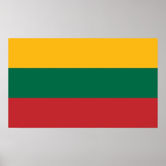 Poster Drapeau jaune vert et rouge de Lituanie (Devant)