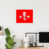 POSTER DRAPEAU JOLLY ROGER CRÂNE ET TROIS LILAS (Bureau à domicile)