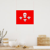 POSTER DRAPEAU JOLLY ROGER CRÂNE ET TROIS LILAS (Cuisine)