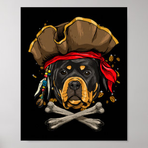 Poster Drapeau Jolly Roger Pirate Chien Rottweiler Os Cro