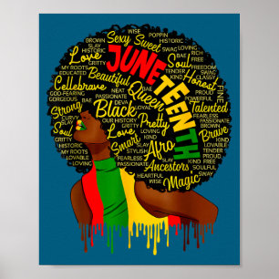 Poster Drapeau Juneteenth fierté histoire noire africaine