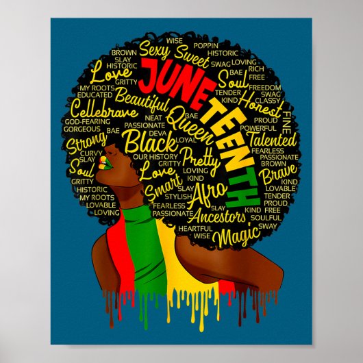 Poster Drapeau Juneteenth fierté histoire noire africaine (Devant)