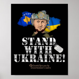 Poster Drapeau Kosovo Soutien à l'Ukraine Volodymyr Zelen