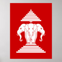 Drapeau Lao / Laos Éléphant à Trois Têtes Erawan