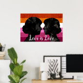 Poster Drapeau lesbien avec deux silhouettes de femme (Bureau à domicile)