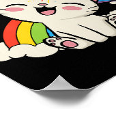 Poster Drapeau lesbien de chat arc-en-ciel de mois de fie (Coin)