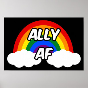 Poster Drapeau LGBTQ+ - Fière alliée - Fierté gay trans q