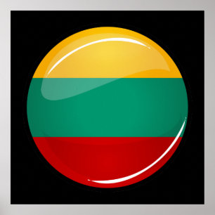 Poster Drapeau lithuanien rond brillant
