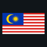 Poster Drapeau malais de Malaisie Jalur Gemilang<br><div class="desc">Le drapeau de la Malaisie, aussi connu sous le nom de Malais : Jalur Gemilang ou Stripes of Glory est composé d'un champ de 14 bandes rouges et blanches alternant le long de la mouche et d'un canton bleu portant un croissant et une étoile de 14 points connue sous le...</div>