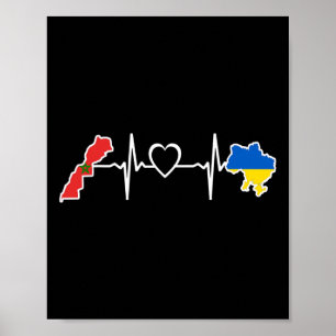Poster Drapeau marocain ukrainien - Ukraine Maroc Batteme