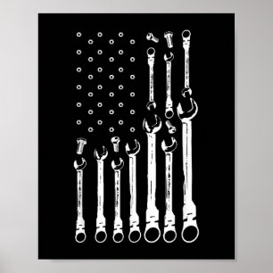 Poster Drapeau mécanique Drapeau patriotique américain Mé