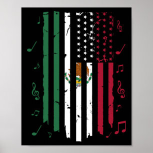 Poster Drapeau mexicain américain Drapeau mexicain