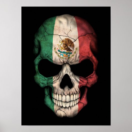 Poster Drapeau mexicain en noir (Devant)