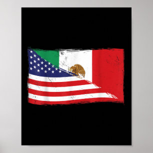 Poster Drapeau Mexicain États-Unis Drapeau Fier Mexique R