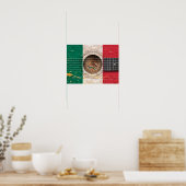 Poster Drapeau mexicain sur la vieille guitare acoustique (Cuisine)