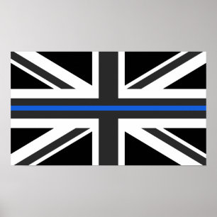 Poster Drapeau mince de Blue Line R-U
