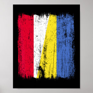 Poster Drapeau moitié Pologne Ukraine Patrimoine polonais