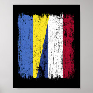 Poster Drapeau moitié Ukraine Hollande Patrimoine ukraini