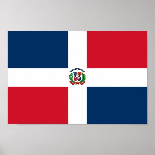 Poster Drapeau mondial de la République Dominicaine (Devant)