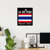 Poster Drapeau Muay Thai + Thaïlande (Bureau à domicile)