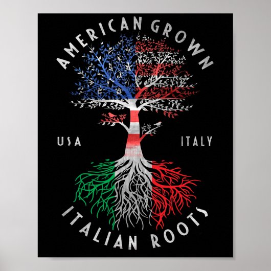Poster Drapeau national italien de l'Amérique Cultivé rac (Devant)