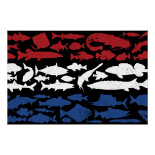 Poster Drapeau néerlandais fait de poisson - Design de pê