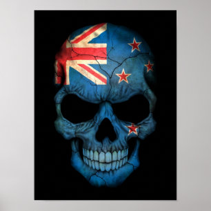 Poster Drapeau néo-zélandais en noir