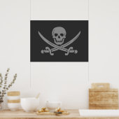 Poster Drapeau noir gris Jolly roger pirate (Cuisine)