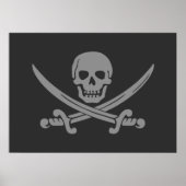 Poster Drapeau noir gris Jolly roger pirate (Devant)
