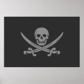 Poster Drapeau noir gris Jolly roger pirate (Devant)