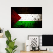 Poster Drapeau noir Grunge Palestine (Bureau à domicile)