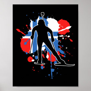 Poster Drapeau norvégien Biathlonist - Biathlon norvégien