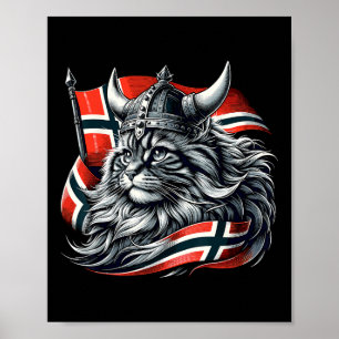 Poster Drapeau norvégien Viking Norvège