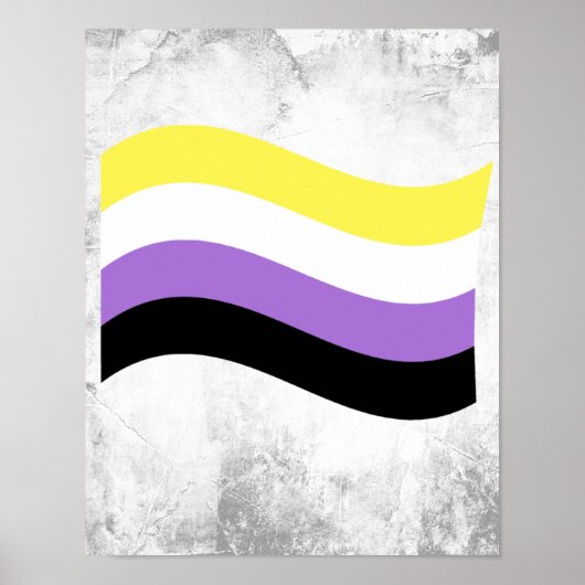 Poster Drapeau ondoyant non binaire (Devant)