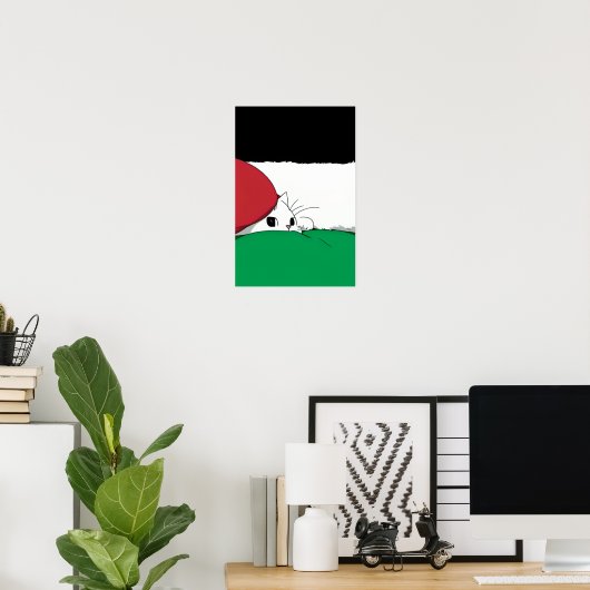 Poster Drapeau PALESTINE GRATUIT Chat (Bureau à domicile)