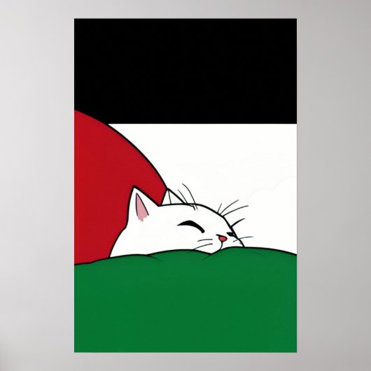 Poster Drapeau PALESTINE GRATUIT Chat (Devant)