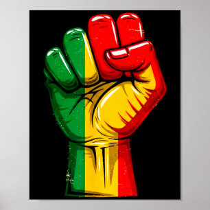 Poster Drapeau panafricain du poing de Black Power levé F